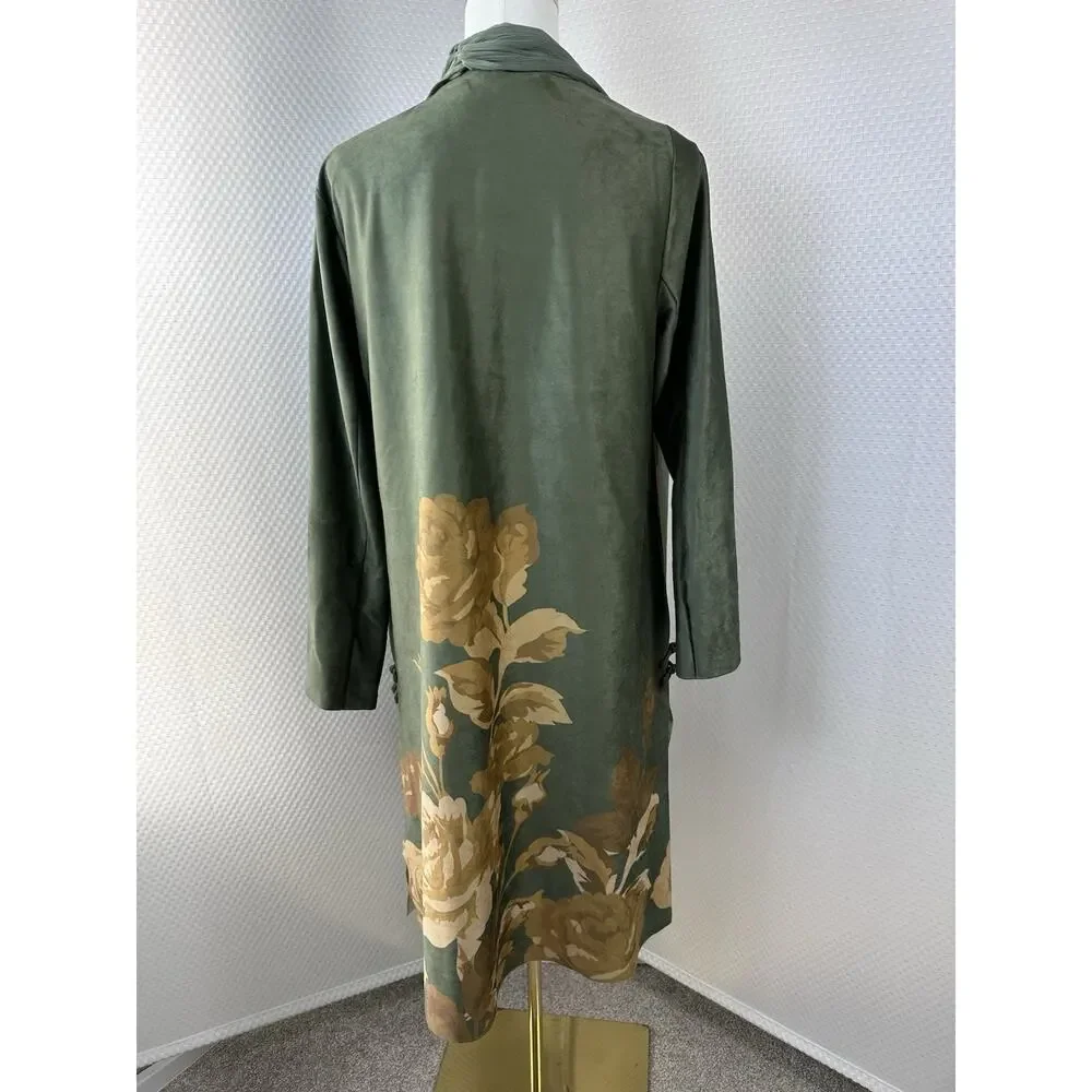 Soft Surroundings Khalia Open Kimono Jacket Topper Wearable Art Boho Medium Frog